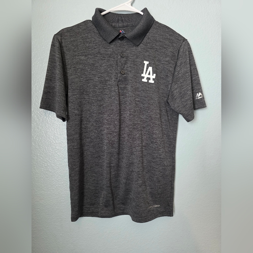 Majestic Gray Polo Shirt with LA Logo Size S.